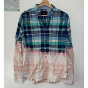 American Eagle bleach dyed flannel